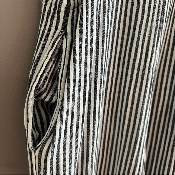 Ellor Jumpsuit Romper Pant White Black Stripe  Side Buttons Drawstring Sz XS - Picture 7 of 16